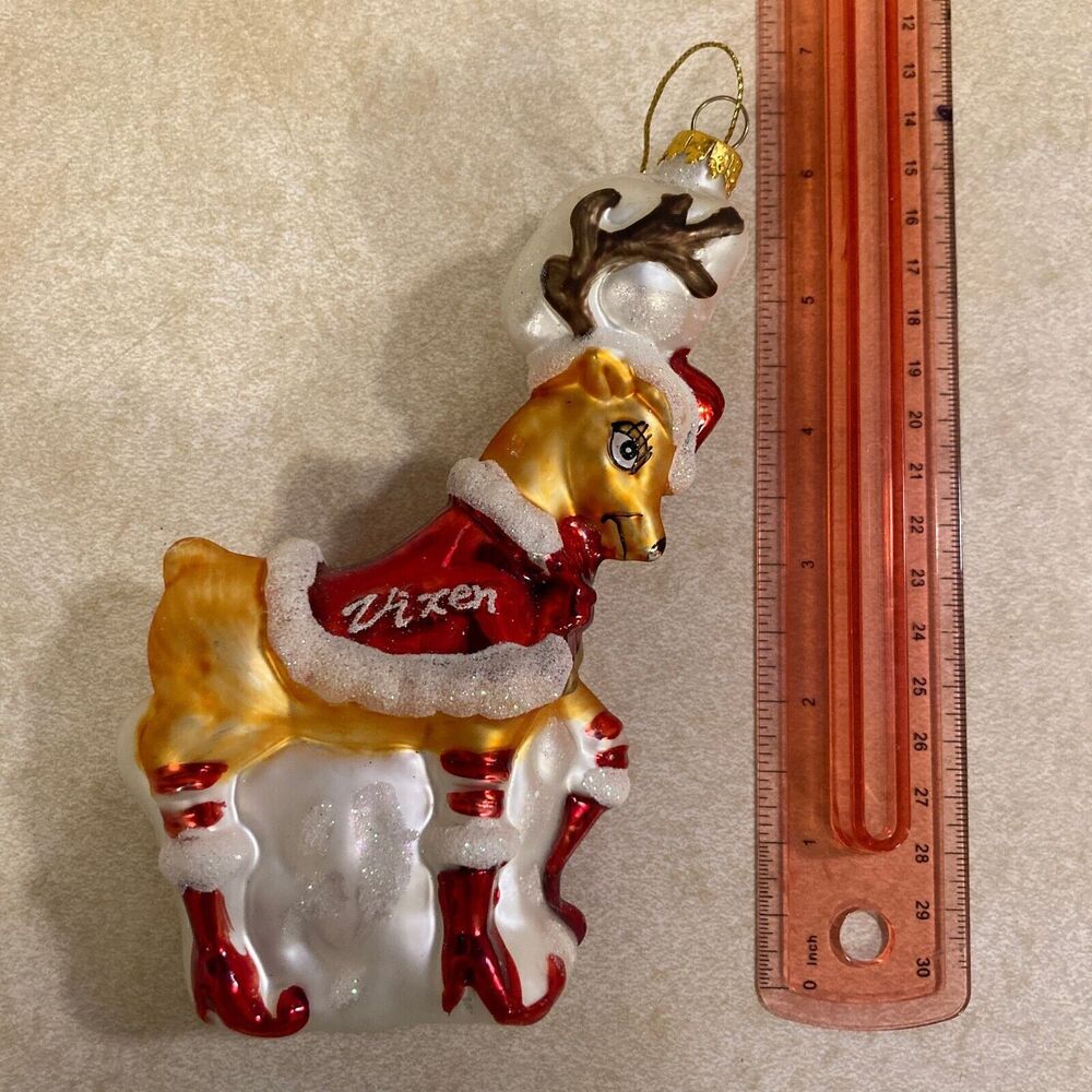 CVS 2010 Vixen‎ Santa's Reindeer Ornament Glass Hand Painted